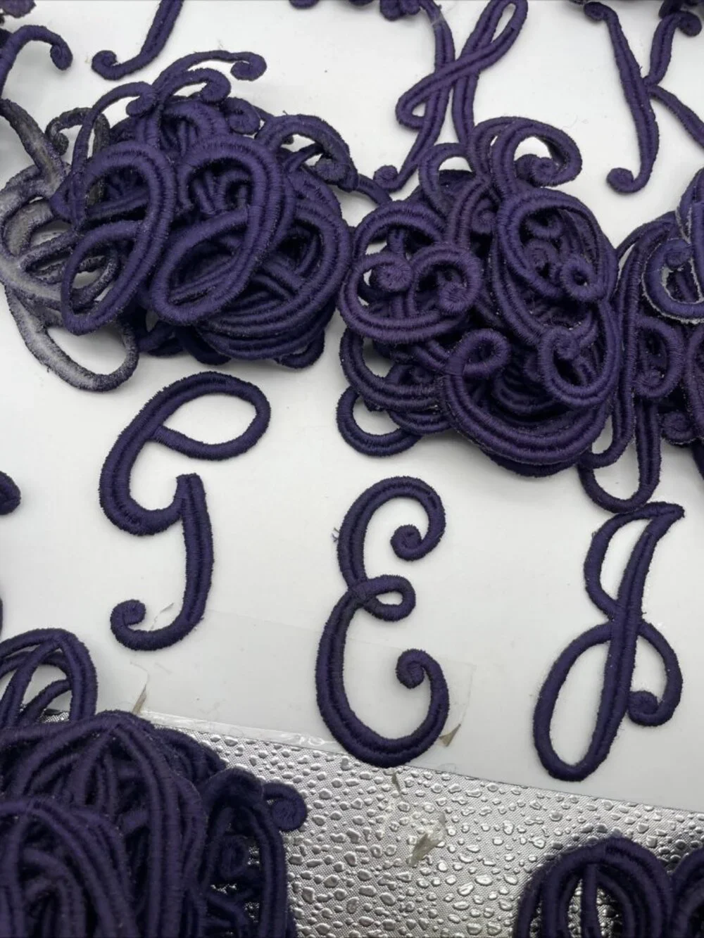 Vintage Monogram Script 3” Letters JC Nellissen Applique Patch Dark Purple Lot